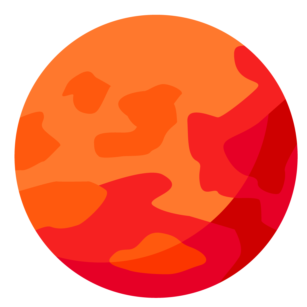 An orange and red circular graphic
